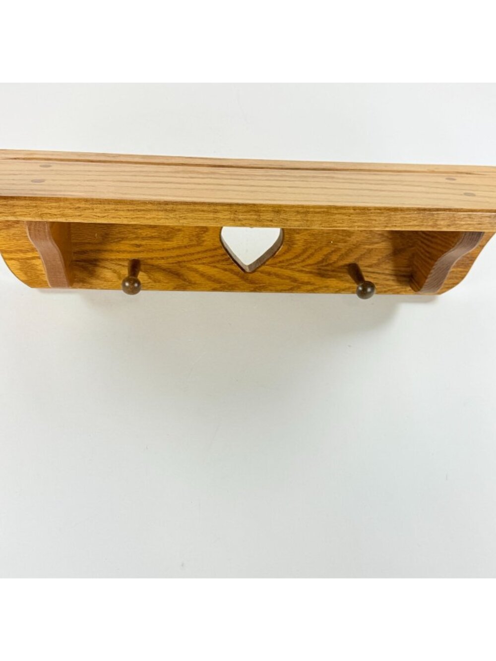 Vintage Wooden Wall Shelf with Heart Cutout And 2 pegs 22.5 in Long